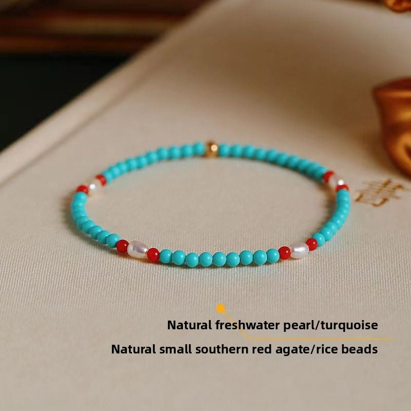 Turquoise Baroque Freshwater Pearl Bracelet Stacked Elegant Women's Bracelet