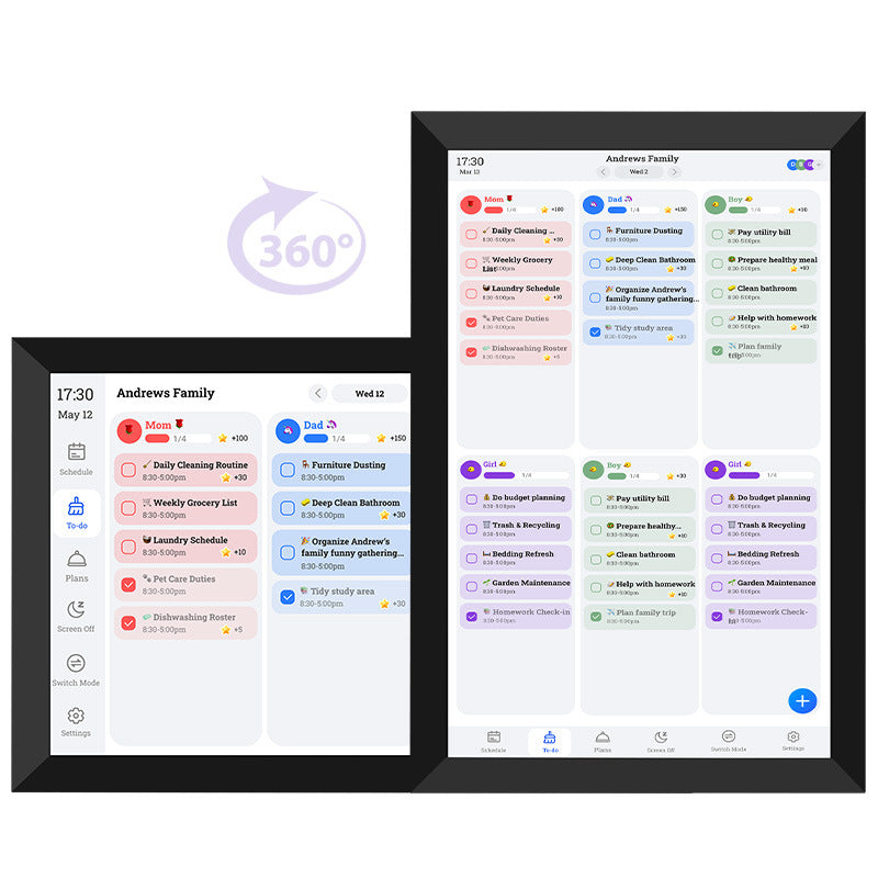 All-in-One Family Smart Calendar: Touch Screen Wall Display w/ Desk Stand - Sync Schedules, Chores, Photos & Videos via App| Never Miss an Event!"