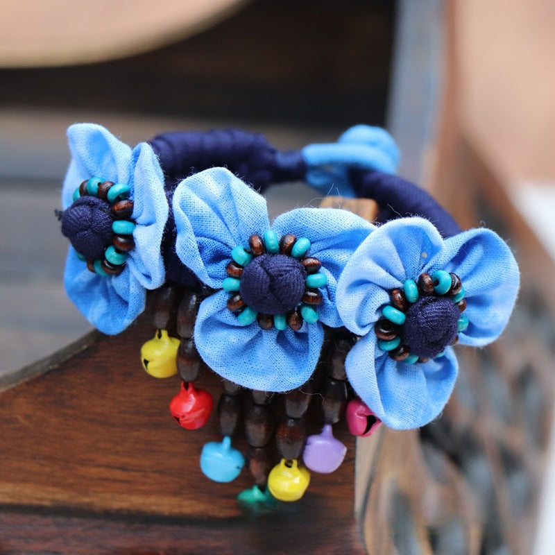Blue Tie Dye Cloth Bracelet Dali Lijiang Hot Sale Hand-stitched Flower Fabric Bracelet Bracelet