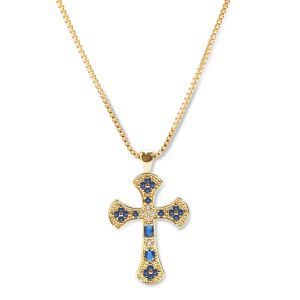 Amazon TK Hot-Selling OT Buckle Square Cross Necklace for Women Copper Plated 14K Gold Paperclip Necklace Yiwu In Stock