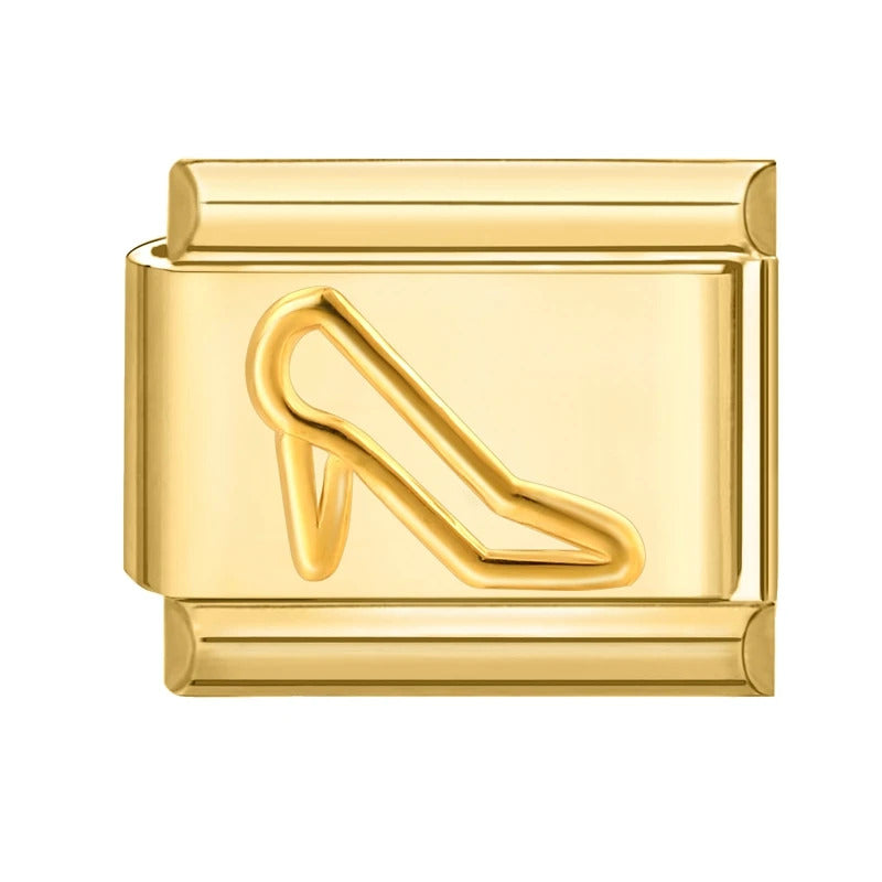 Fashion Pet Heart Flowers Sun Moon Zircon Gold Color Italian Charm Links Stainless Steel Fit 9mm Bracelet Jewelry DIY Making