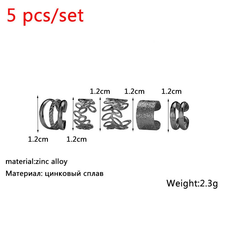 New Gold Color Metal Ear Cuff Non-Piercing Ear Clips Fake Cartilage Earrings Clip Earrings For Women Men Wholesale Ear Jewelry