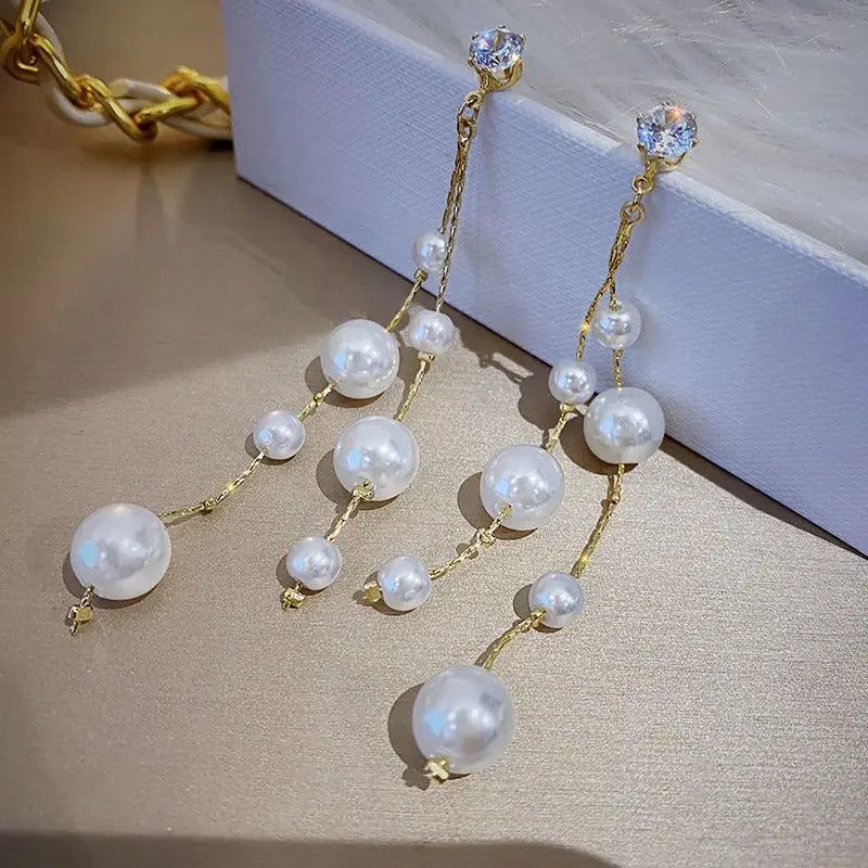 Large and Small Imitation Pearl Dangle Earrings for Women Beads Tassel Long Drop Earring Wedding Earrings Jewelry Серьги 2023