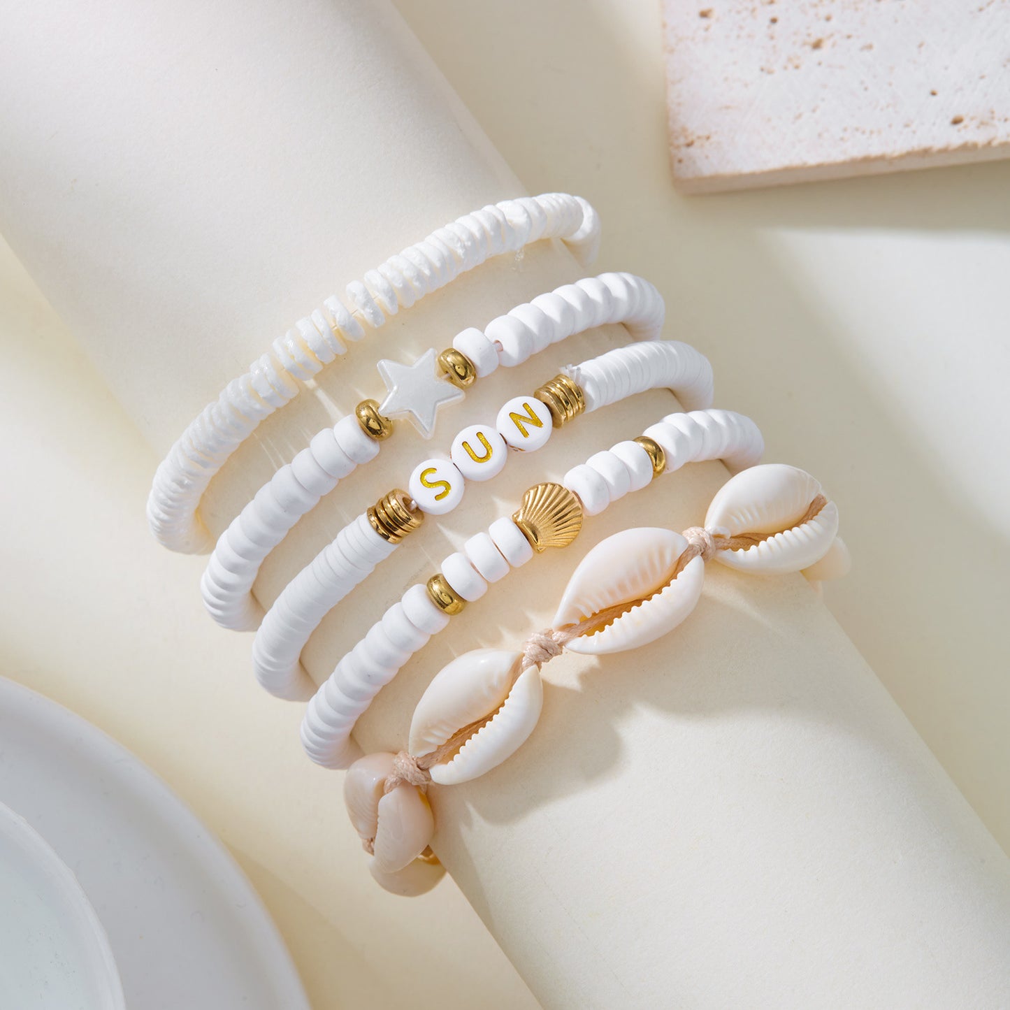 Bohemian Style Beach Vacation Conch Starfish Turtle Seed Bead Bracelet for Women