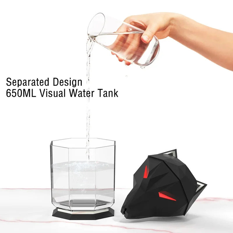 600ML Wolf Air Humidifier USB Electric Aroma Essential Oil Diffuser Portable Cool Mist Sprayer With LED Light for Home Office