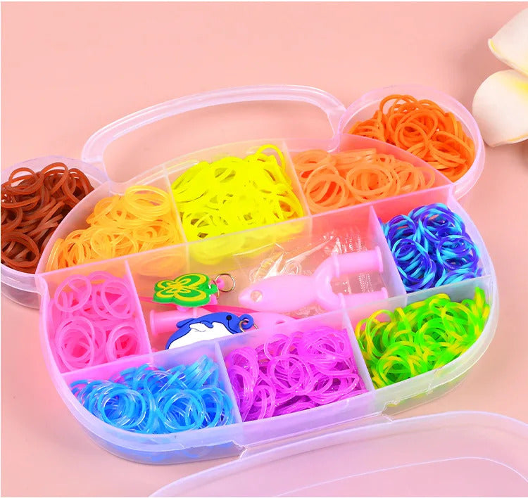 600pcs Rubber Bands Creative Colorful Loom Band Set Rainbow Bracelet Making Kit DIY Woven Bracelets Craft Toys For Girls Gifts