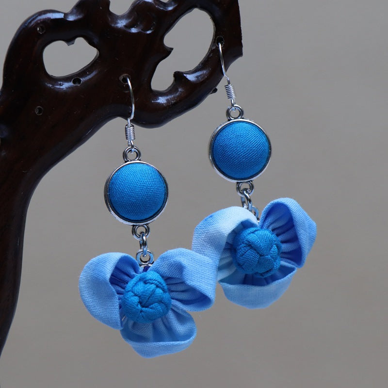 Ethnic style blue tie-dye earrings hand-woven tie-dye earrings travel companion gift