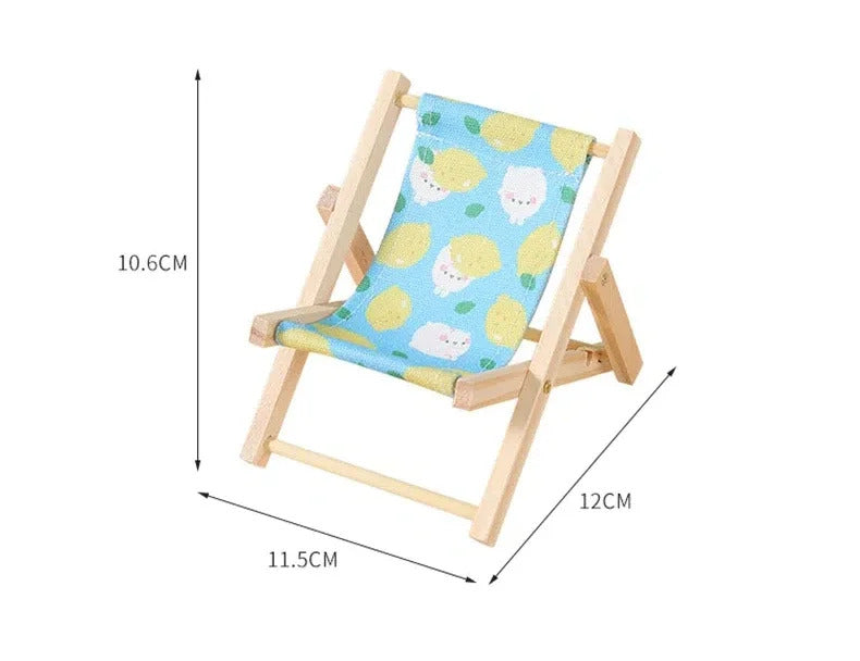 Hot Labubu Wooden Beach Chair Mini Doll Folding Chair Toy Phone Stand Desktop Cute Creative Decoration Photo Props Idol Gifts