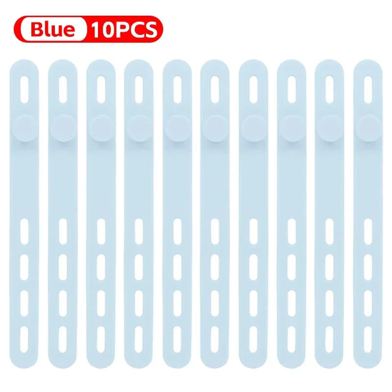 Silicone Cable Winder Charge Line Management Adjustable Straps Lock Cable Tie Straps for Home Office Reusable Data Wire Managers