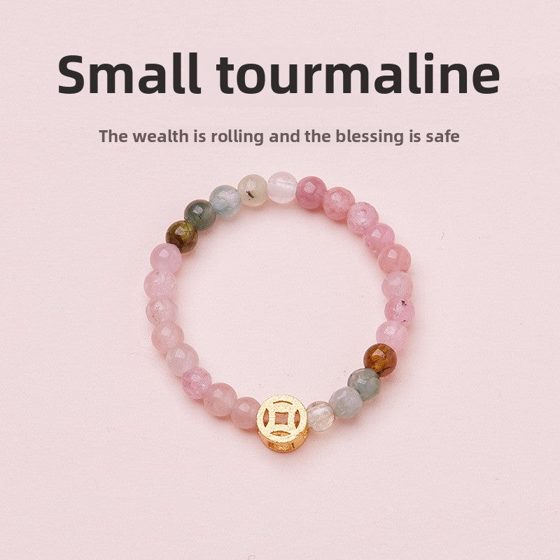 Natural Tourmaline Pixiu Ring Freshwater Pearl Garnet Crystal Stretch Good Luck Peach Blossom Rings