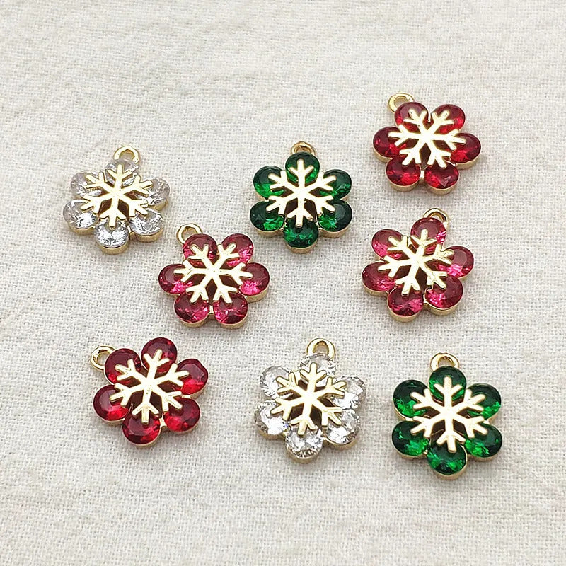 New Arrival! 15x12mm 50pcs Cubic Zirconia Snowflake Charm For Handmade Christmas Jewelry Earring Necklace Parts DIY Accessories