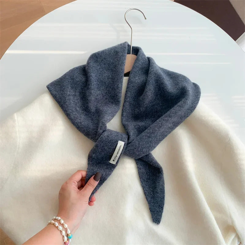 British Korean Triangle Scarf  Niche Wool  Triangular Scarf Women Headscarf Knitted Scarf Multi-functional Warm Knitted Scarf