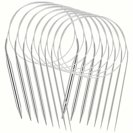 Professional 8pcs Stainless Steel Knitting Needles Set - Versatile, Smooth, Comfort-Grip, Circular Weaving Essentials