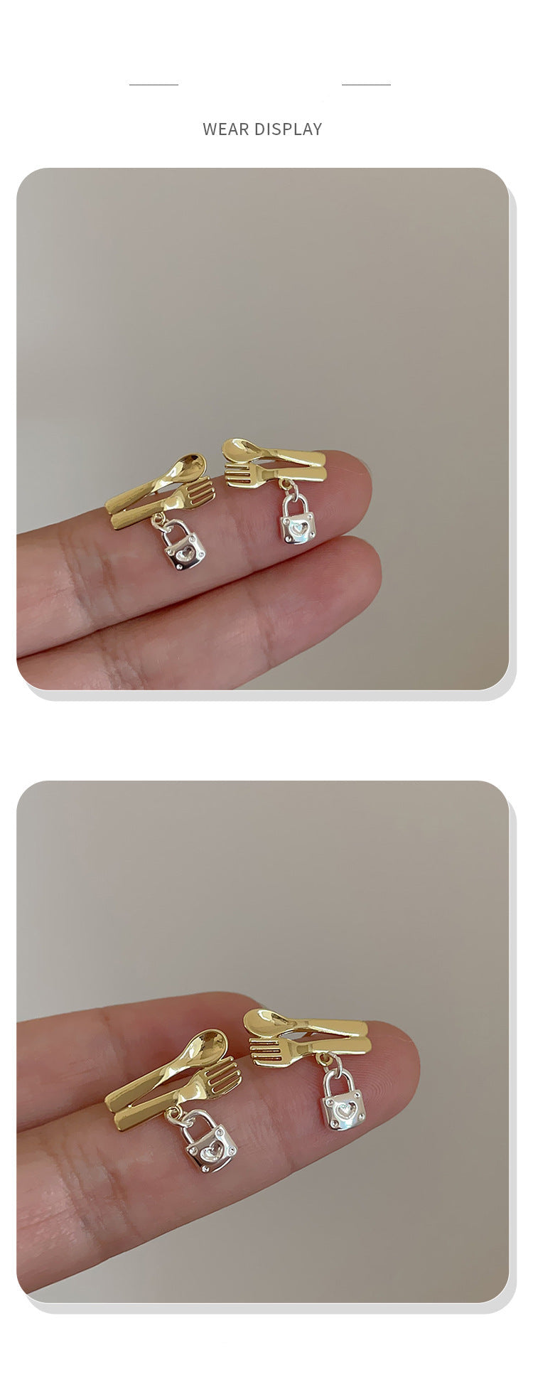 Korean Style Light Luxury Spoon Fork Earrings for Women, Unique Design, Versatile Earrings