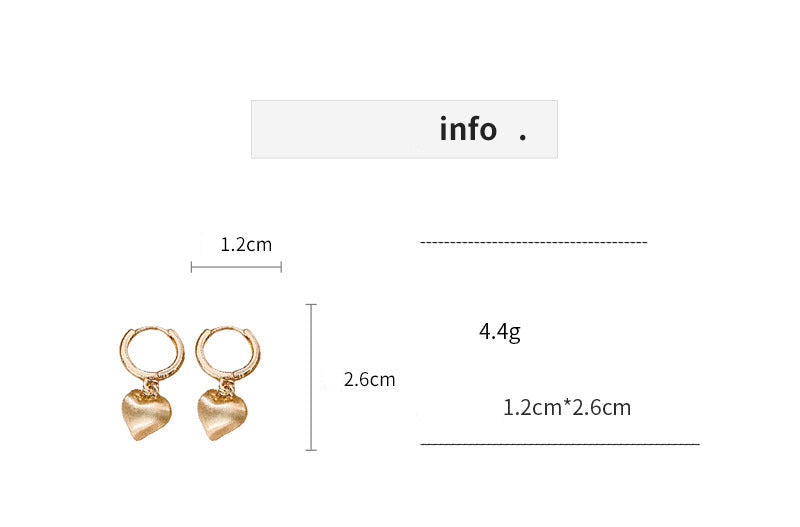 Simple Heart Circle Earrings Fashion Versatile Geometric Ear Clips Ear Studs Light Luxury High-end Feel Earrings for Women