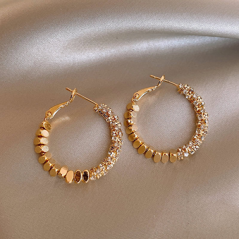 Simple Heart Circle Earrings Fashion Versatile Geometric Ear Clips Ear Studs Light Luxury High-end Feel Earrings for Women