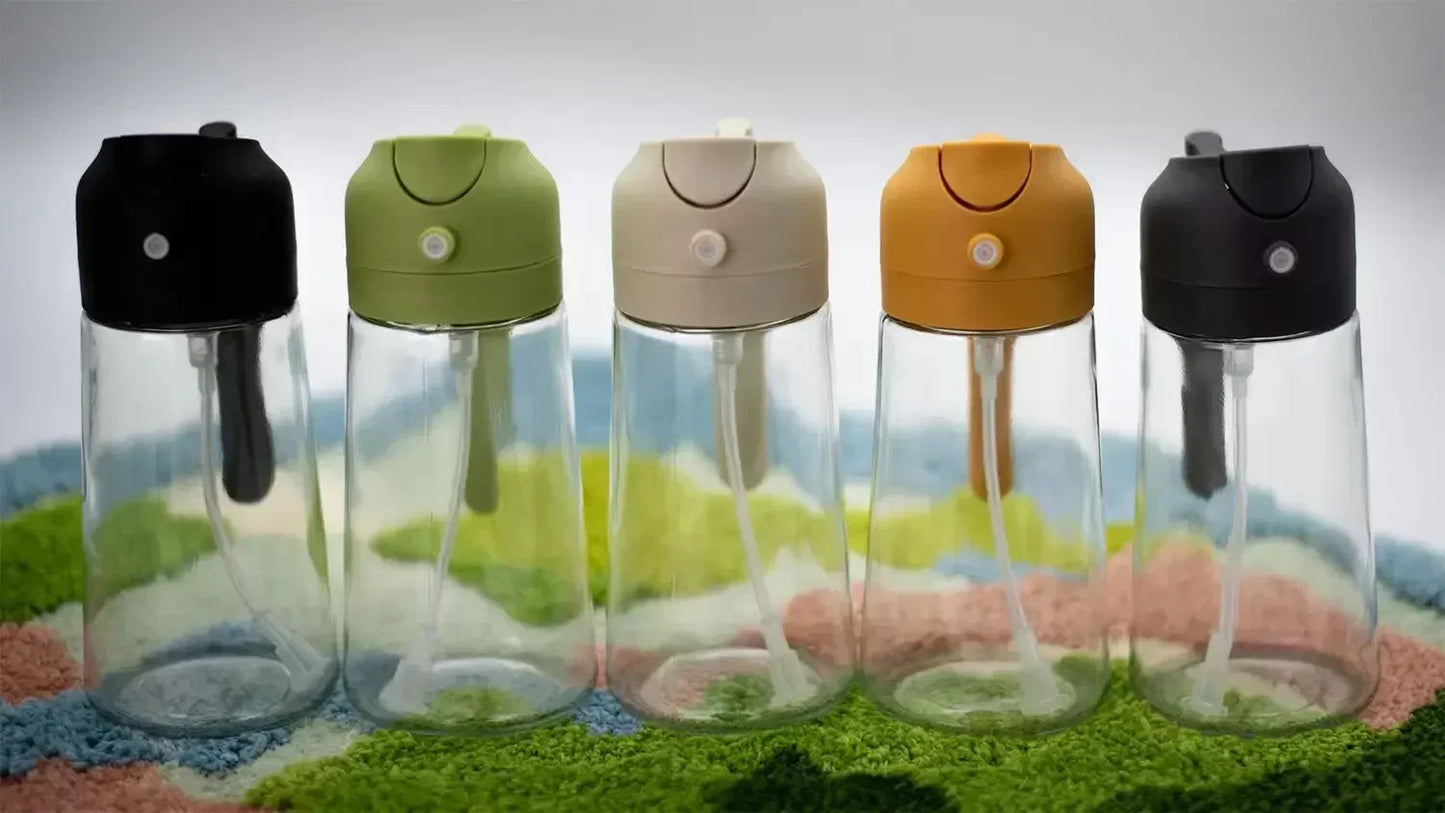 2-in-1 Dark Glass Oil Sprayer Olive Oil Dispenser Black Lightproof Oil Sprayer for Cooking Salads and Barbecues Barbecue Tools