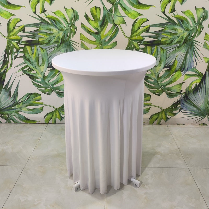 Elastic Tablecloth Cocktail Skirt Table Cover Banquet High Bar Round Elastic Cover