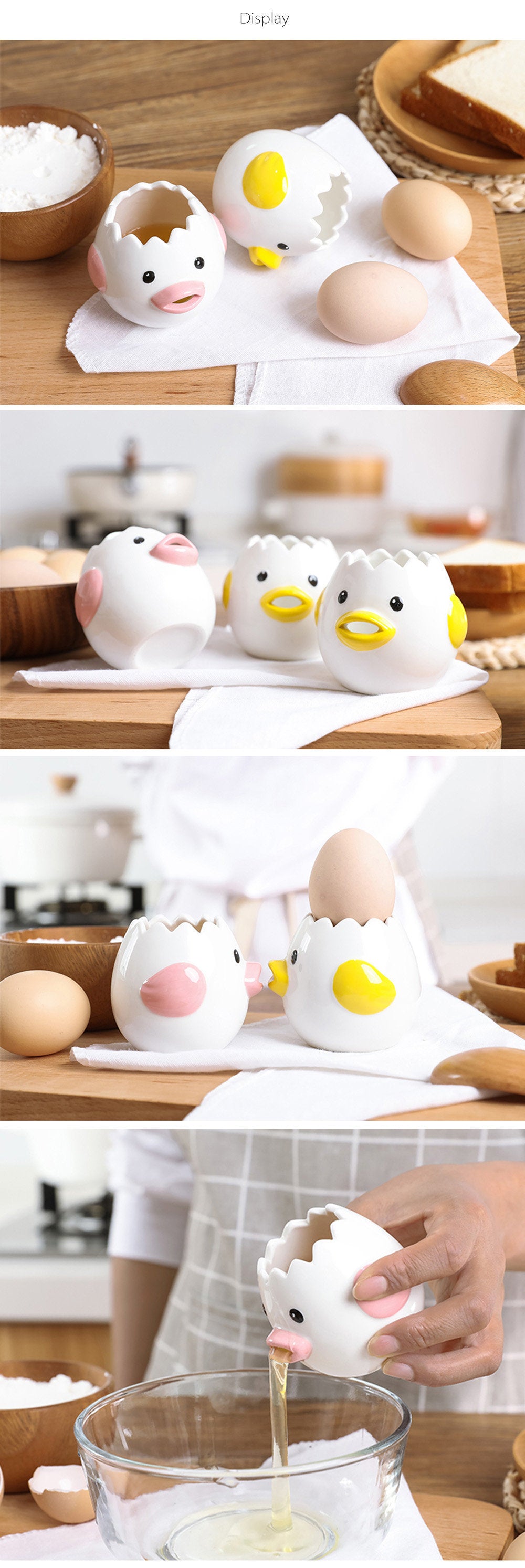 Cute Chick Ceramic Egg White Separator Creative Egg Separator Egg Yolk Protein Filter Baking Tool