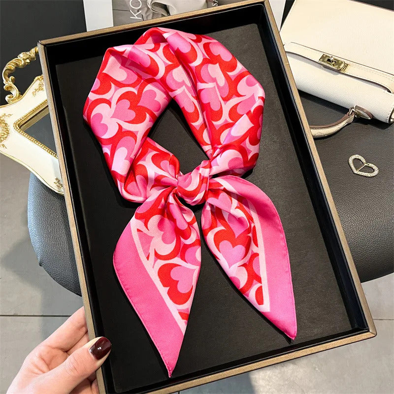 2025 New Fashion 70X70cmPrinted Women's Scarf Pashmina Silk Scarf Square Shawl Decorative Headband Neck Luxury Design Bandana