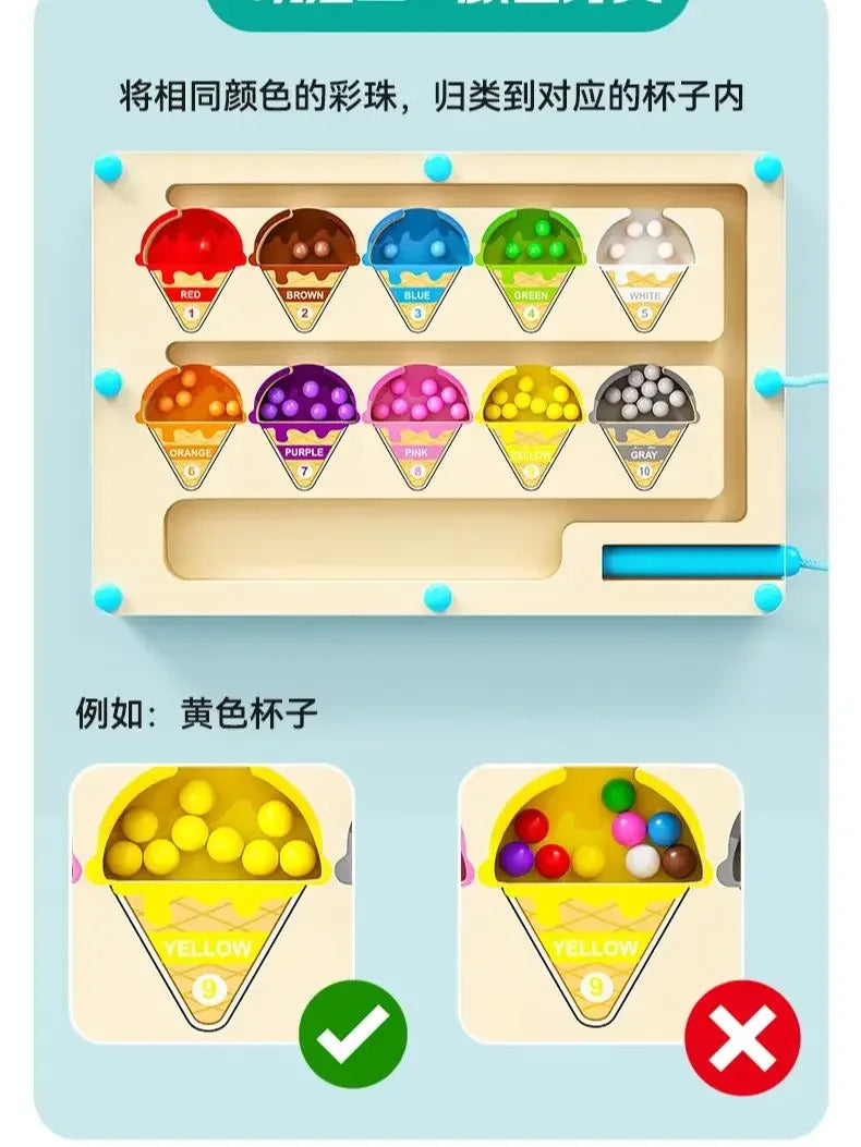 Magnetic digital bead magnetic maze toy for children's puzzle practice, attention and concentration training game for ages 2-6
