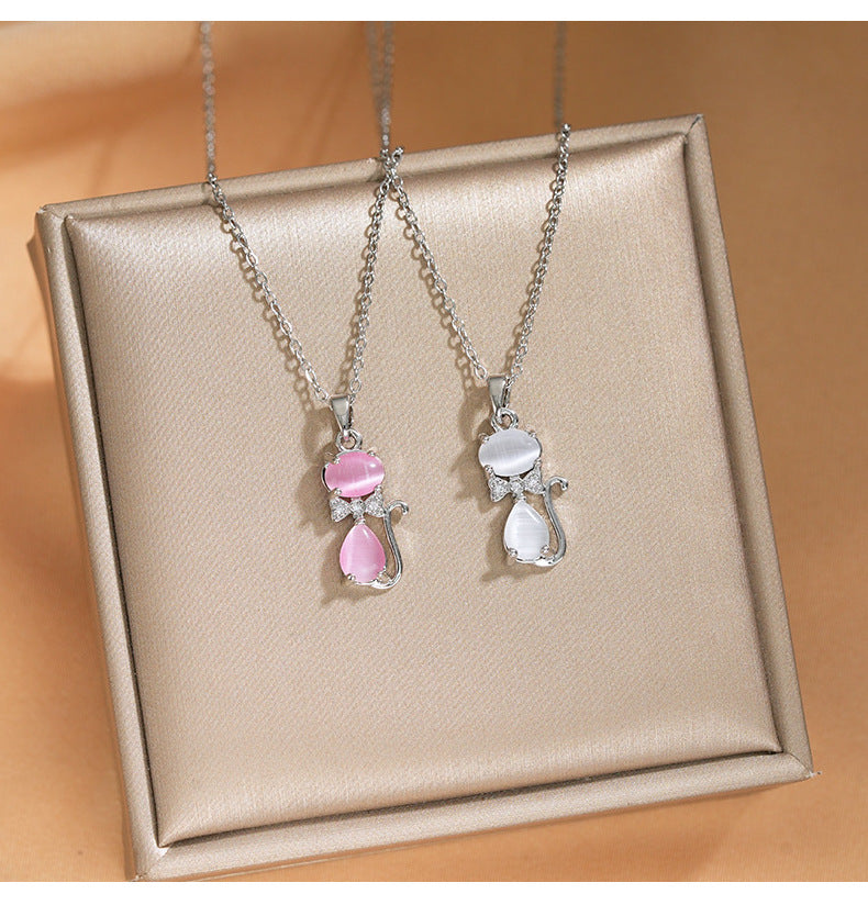 Elegant Inlaid Zircon Exquisite Titanium Steel Necklace for Women Fashionable Versatile Internet Celebrity Collarbone Chain Niche Light Luxury Jewelry
