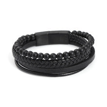 Personalized multi-layer woven leather bracelet men's hot sale stainless steel diamond bracelet gift jewelry