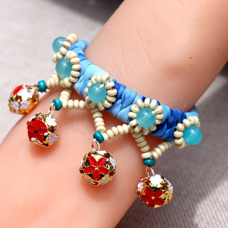 Blue Tie Dye Cloth Bracelet Dali Lijiang Hot Sale Hand-stitched Flower Fabric Bracelet Bracelet