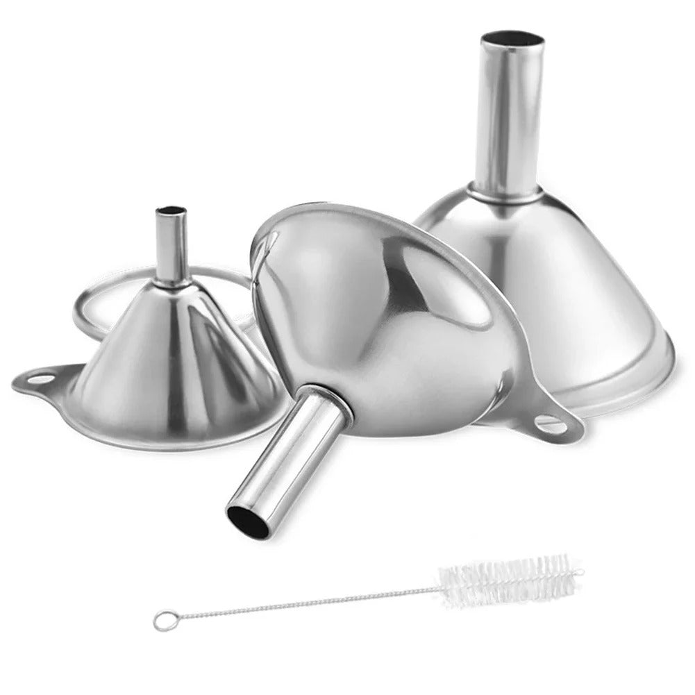 3 Piece Stainless Steel Funnels Set Multipurpose Kitchen Funnel Set for Transferring Liquid Dry Ingredients Powder