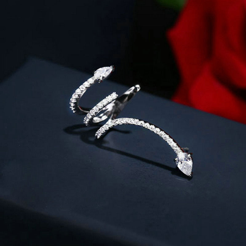 Star Earrings Sterling Silver Needle Personality Temperament Micro-inlaid Zircon Line Snake Earrings Earrings Single