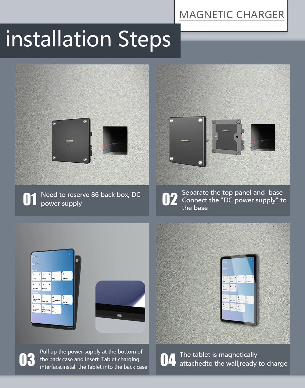 Supplied Magnetic Wall Mounted Charging Stan for Samsung Galaxy Tab A9 8.7 inch intelligent switch 18W Power in Wall emonita