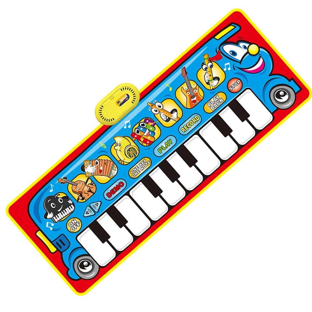 110x36cm Musical Piano Mat Toddle Mat Musical Carpet Toddlers Keyboard with 8 Dinosaur Sounds Baby Mat Educational Toys for Kids