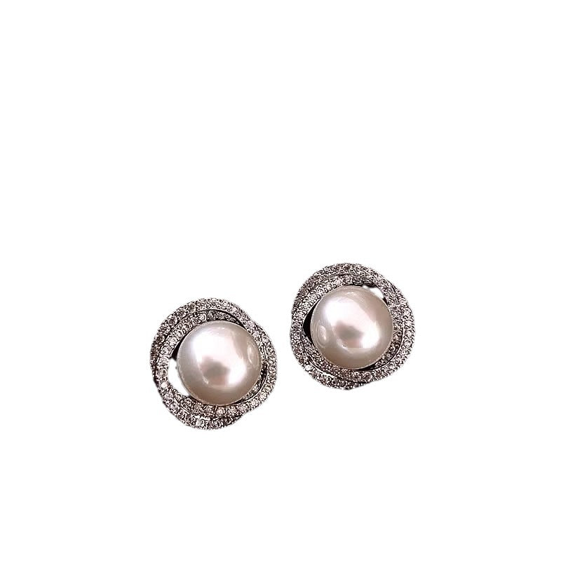 S925 Silver Pearl Stud Earrings Women's Elegant Light Luxury High-End Design Sense Earrings 2023 New Fashion Popular Earrings