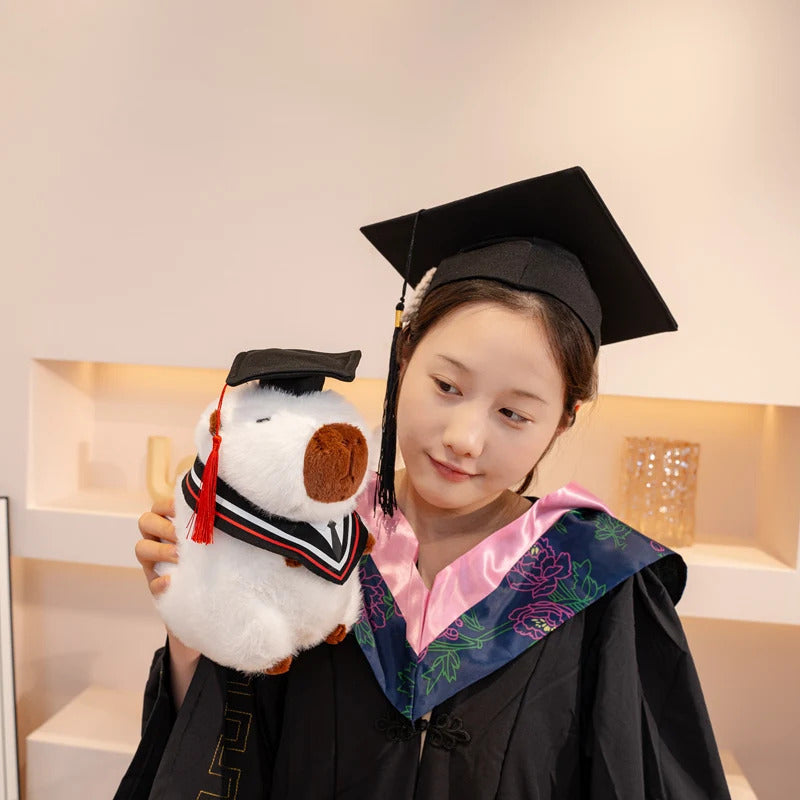 25cm Cute 2025 New Graduation Capybara Plush Doll Doctor Cap Bear Elephant West Highland Animal Stuffed Home Decor Gift For Kids