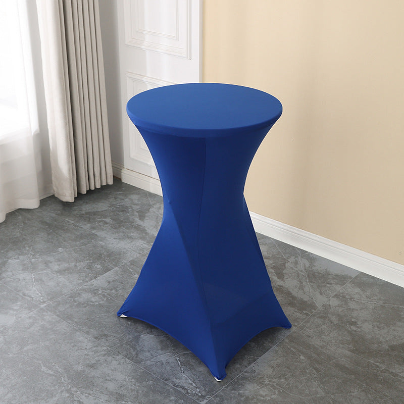 Elastic Table Cover High-End Banquet Wedding Hotel Cocktail Table Cover Table Skirt Table Skirt Cross-Border round High Leg Bar Counter Set