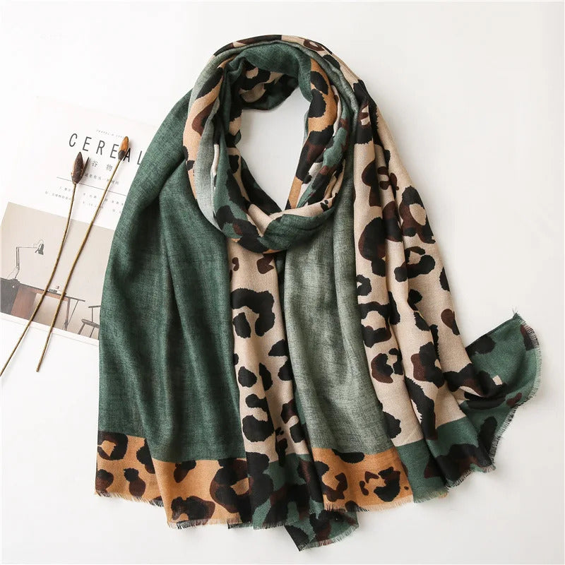 2023 spring and summer luxury brown ladies wild leopard scarf female long scarf shawl thin brown fashionable scarf long shawl