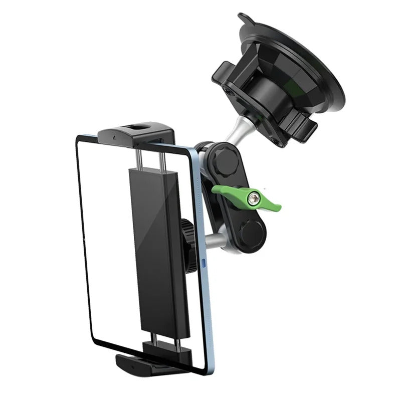 Aluminum Alloy Car Tablet Holder, 360° Rotatable Adjustable Stand with Strong Suction Cup Mount for 4-12.9" Tablets/Phones