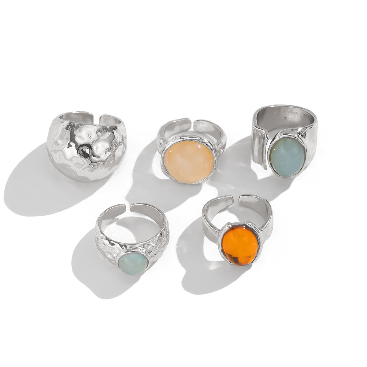 Fashionable Acrylic Inlaid Ring Light Luxury Style Irregular Alloy Ring New Arrival