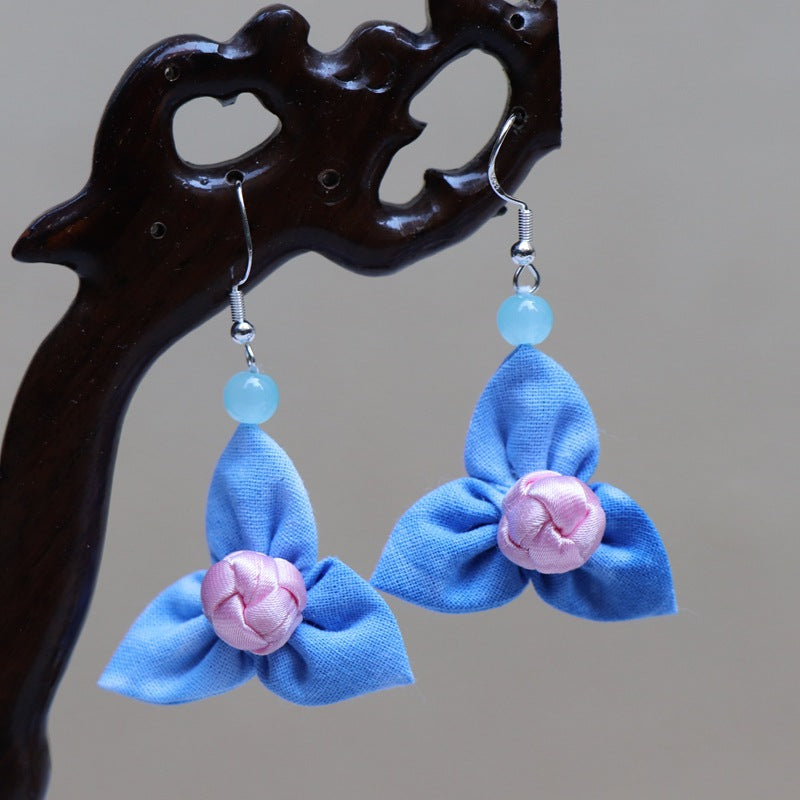 Ethnic style blue tie-dye earrings hand-woven tie-dye earrings travel companion gift