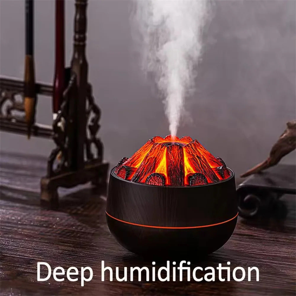 Charcoal Flame Humidifier Aromatherapy Essential Oil Diffuser 300ml Mist Ultrasonic Humidifier for Bedroom Office Night Light
