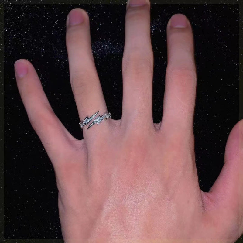 Lightning Ring Men's Light Luxury High-end Sense Distinctive Refined Ring Women