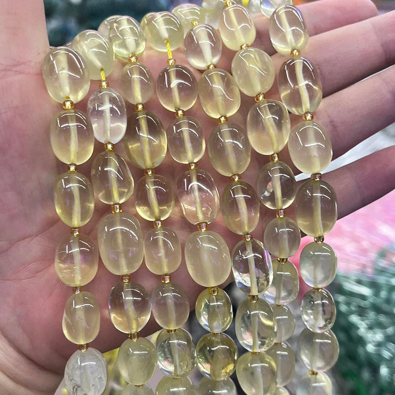 High-Quality Natural Lemon Crystal Conformal Irregular Faceted Loose For Jewelry Making DIY Necklace Bracelet 15''12-15mm