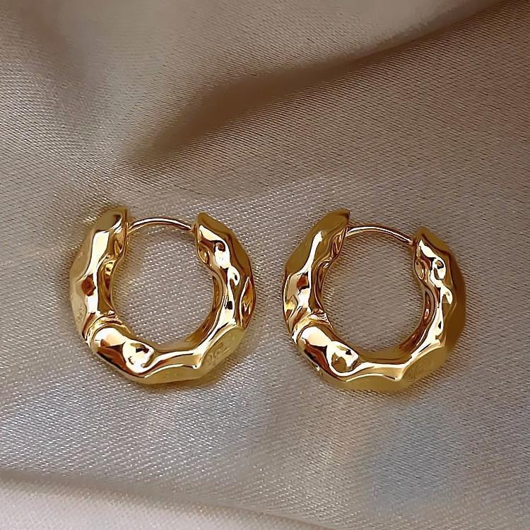 Simple Heart Circle Earrings Fashion Versatile Geometric Ear Clips Ear Studs Light Luxury High-end Feel Earrings for Women