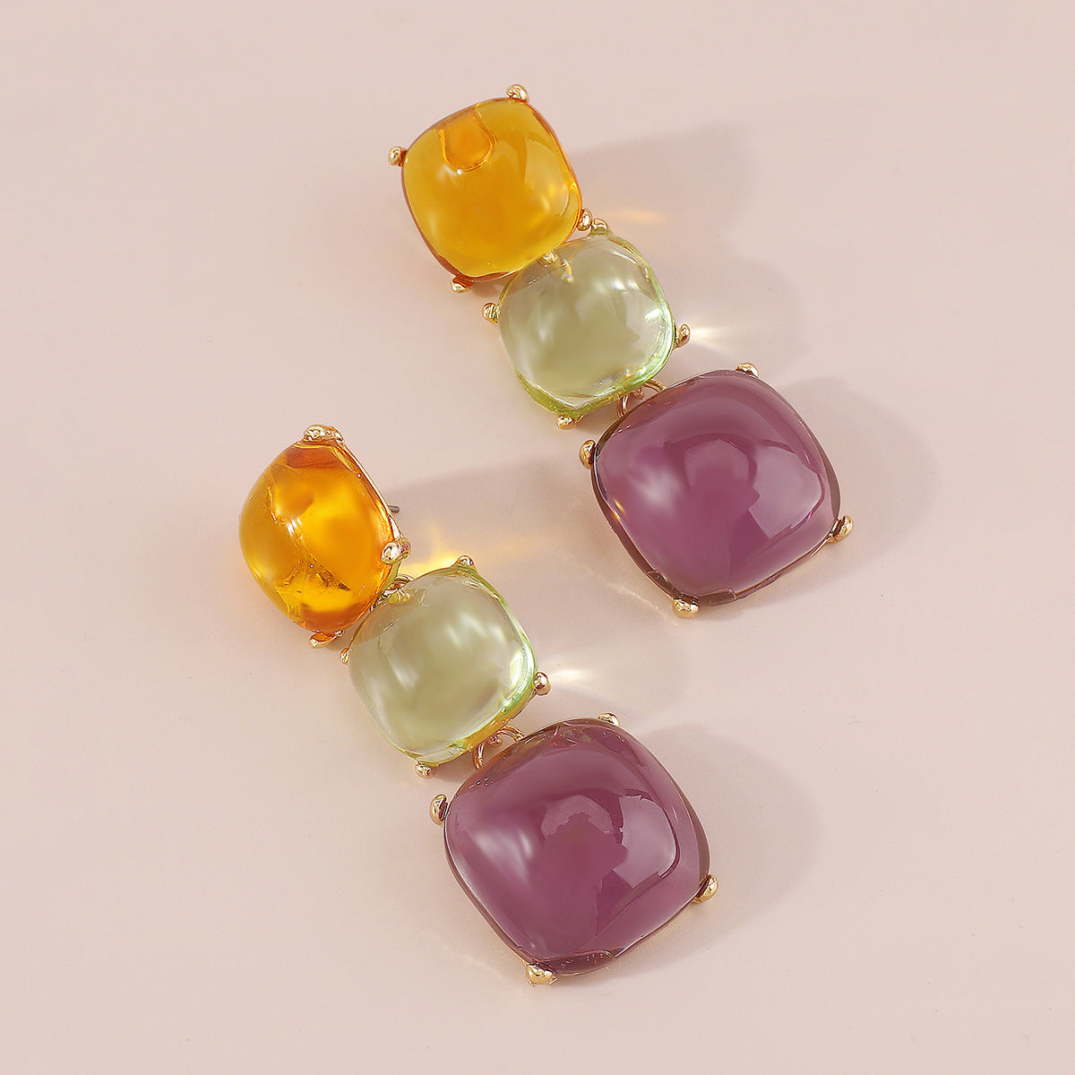 Trendy Accessories ZA Personality Fashion Exaggerated Geometric Resin Colorful Earrings Necklace