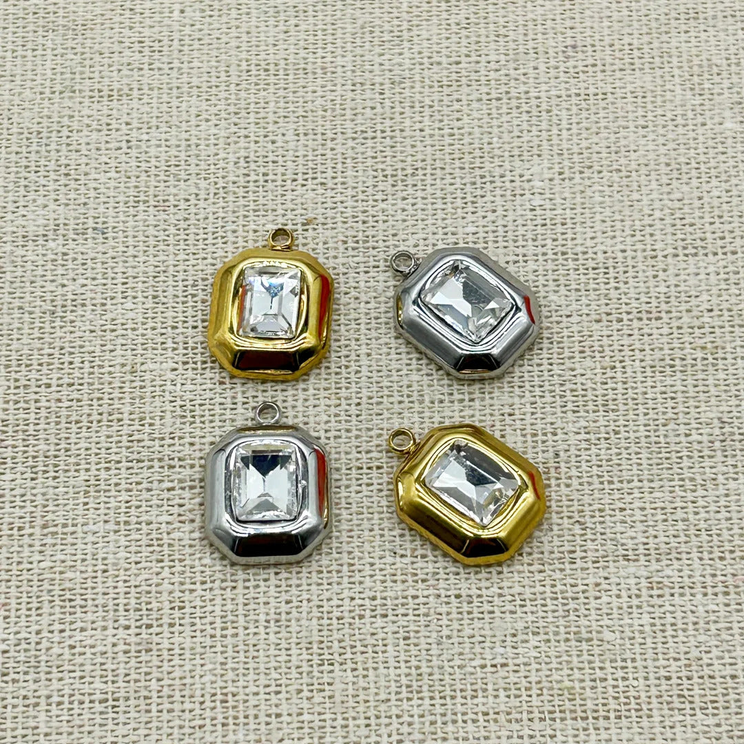 New Arrival! 15x13mm 50pcs Stainless Steel Pendants Glass Oval Charm For Handmade Earring Necklace DIY Parts,Jewelry Findings