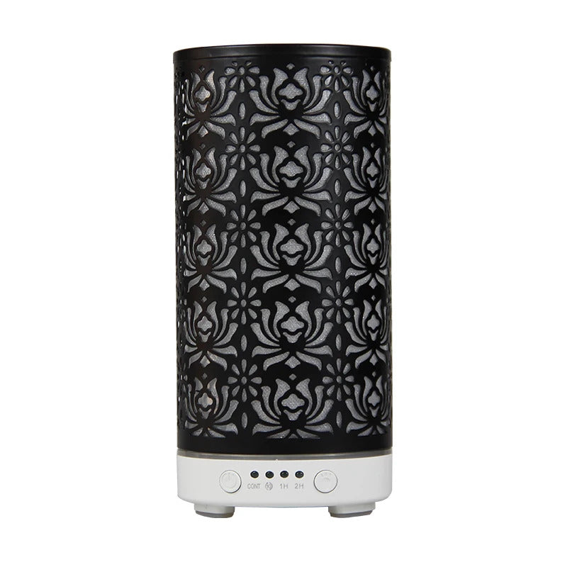 Aroma Diffuser Scent Ultrasonic Air Humidifier Iron Art Hollow Lotus Flower Pattern 2023 New Home Decorations with LED Lights