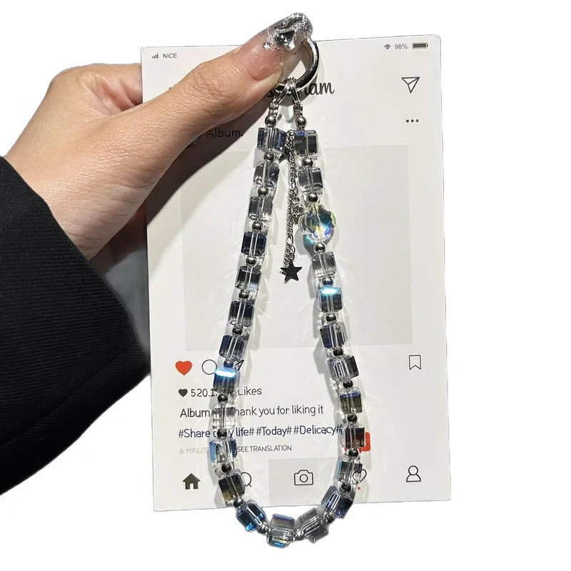 Glitter Diamond Short Mobile Phone Lanyard Sugar Crystal Beaded Mobile Phone Chain Phone Charm Cool Lanyard