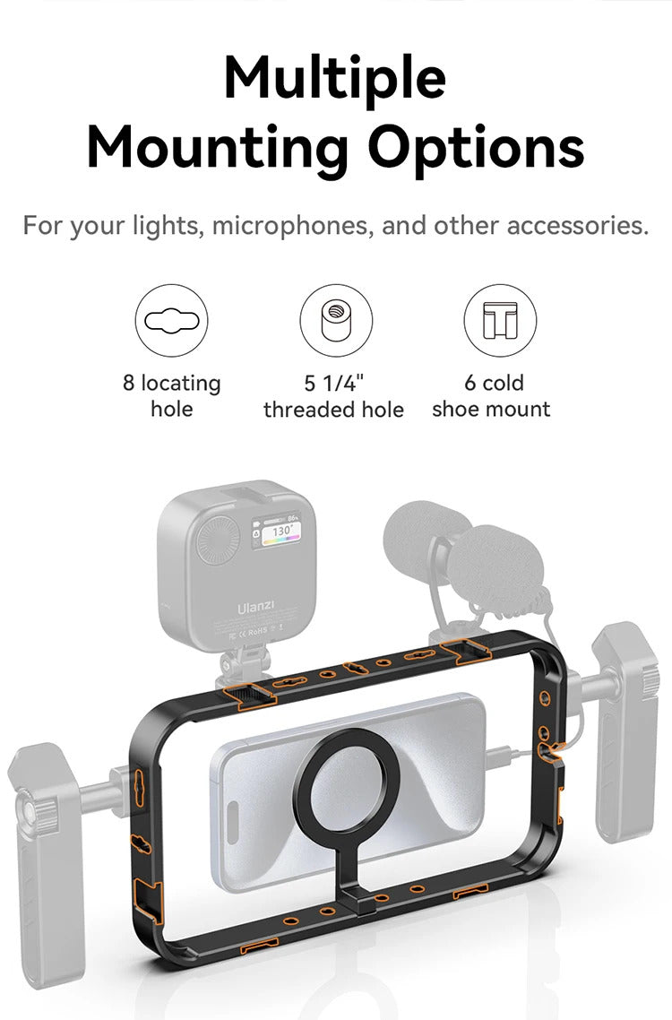 Ulanzi MG-001 Universal Magsafe Phone Cage With Dual Handle Grip Rig Portable Case Stabilizer for Filmmaking Vlog Videomaker Kit