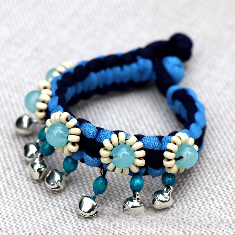 Blue Tie Dye Cloth Bracelet Dali Lijiang Hot Sale Hand-stitched Flower Fabric Bracelet Bracelet