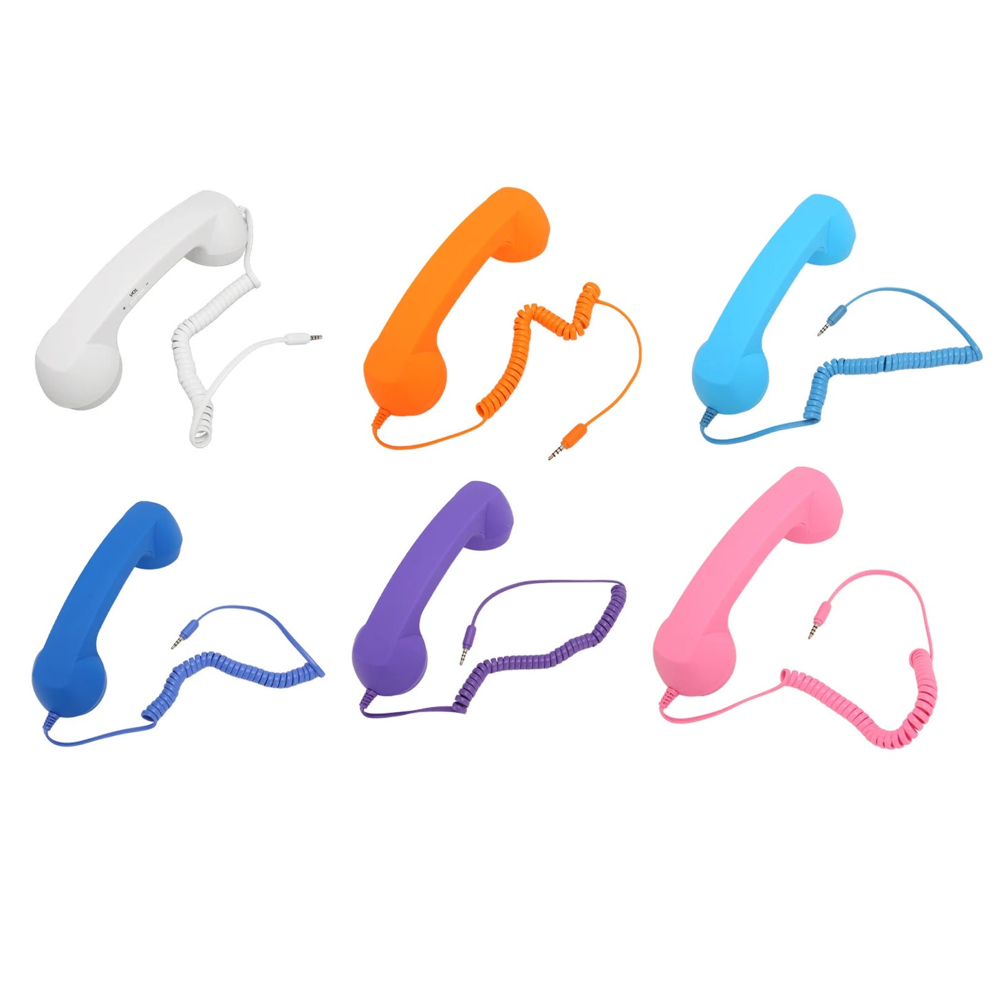 Handheld Phone Receiver Coiled Cord Radiation Proof Cell Phone Handset Clear Sound 3.5mm Plug Adjustable Volume for Smartphone